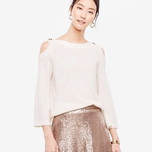 Cold Shoulder Cream Ann Taylor Sweater